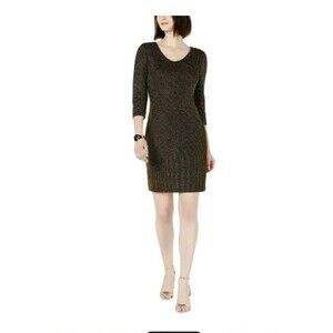 NWT Connected Apparel Womens Metallic Ribbed V-Neck Cocktail Dress
Size 8P.